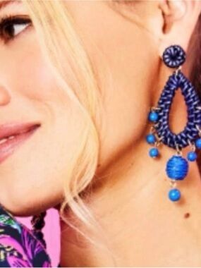 Lilly Pulitzer Raffia Earrings in Alba Blue - NWT